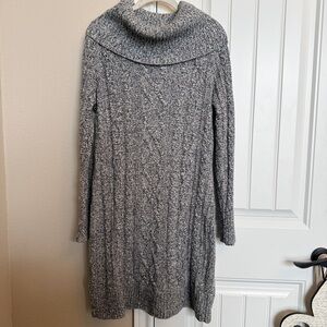 LOFT Gray Cowl Neck Cable Knit Sweater Dress Size Large
